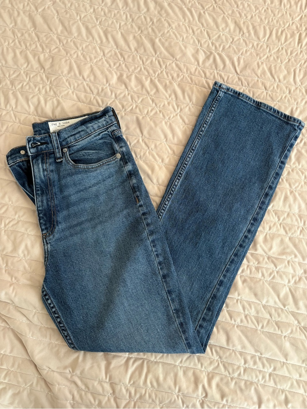 rag & bone Women's Blue Straight-Leg Jeans